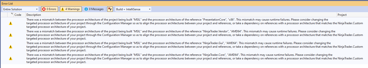 Click image for larger version

Name:	Visual Studio warnings when building Custoim project against Any CPU platform target.png
Views:	104
Size:	42.5 KB
ID:	1233218