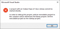 Error popup from VS2017 when using "Start".